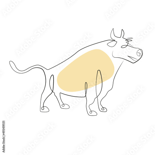 One Line Zeichnung eines Bulls
