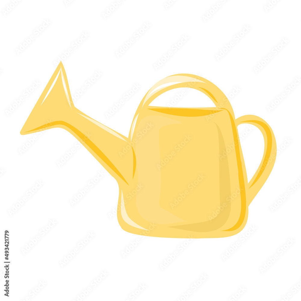A large garden watering can of yellow color. A large garden watering can of yellow color.