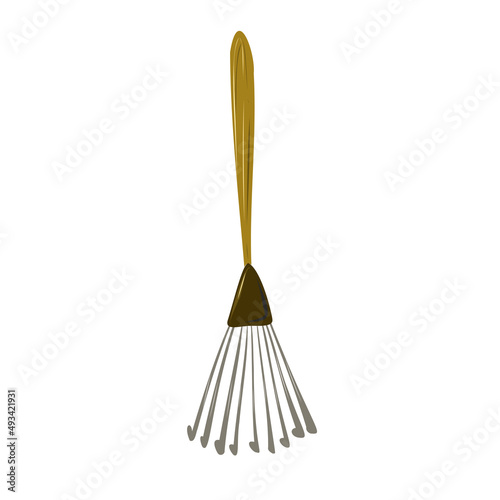 Garden rake for loosening the soil.