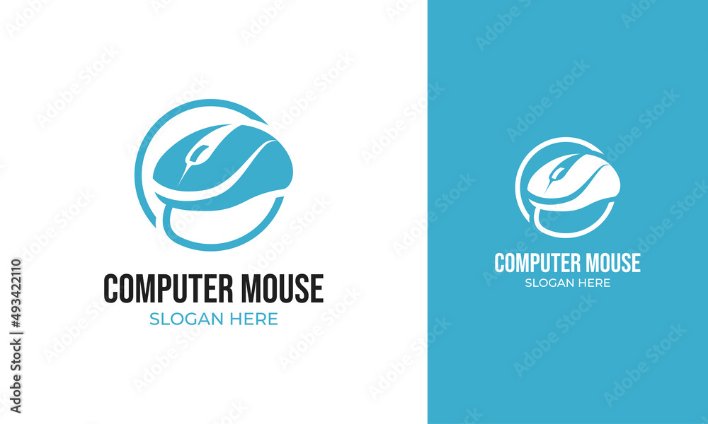 Computer mouse logo design with cable circle icon Stock Vector Adobe