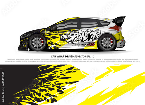 Race car wrap design vector for vehicle vinyl sticker and automotive decal livery 