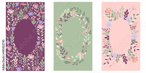 set of postcards with spring wildflowers