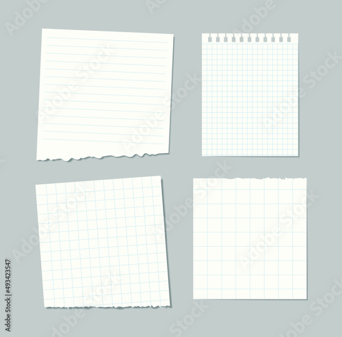 Set of paper sheets A4 A5 with shadows realistic paper page mock up