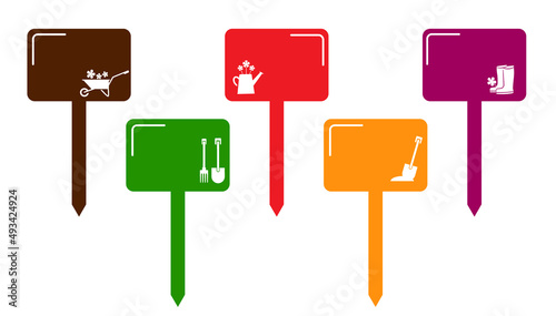 Rectangular garden markers. Seedling signs with cut out elements