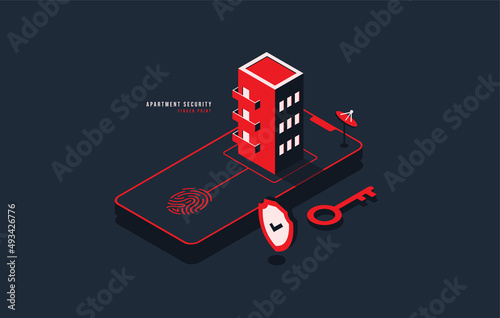 Apartment secure protection automation system concept, Smart security controll via smart phone, safery guard or defence vector illustration