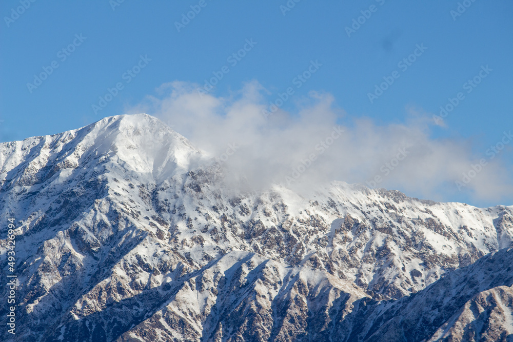 snow covered mountains in winter