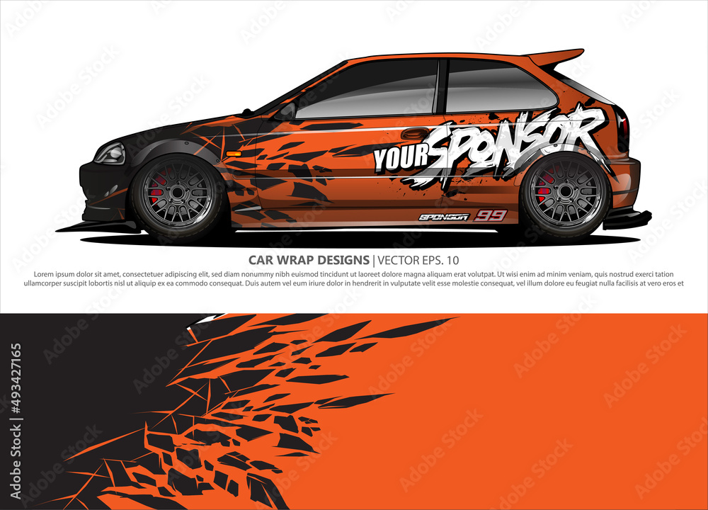 car wrap design. simple lines with abstract background vector concept for vehicle vinyl wrap and automotive decal livery
 - obrazy, fototapety, plakaty 