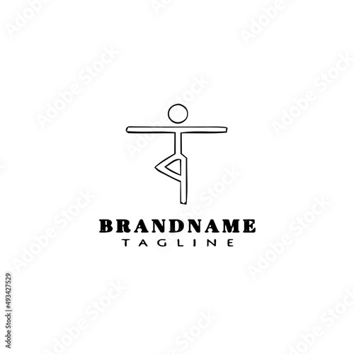 gymnastic logo cartoon icon design template black isolated vector illustration