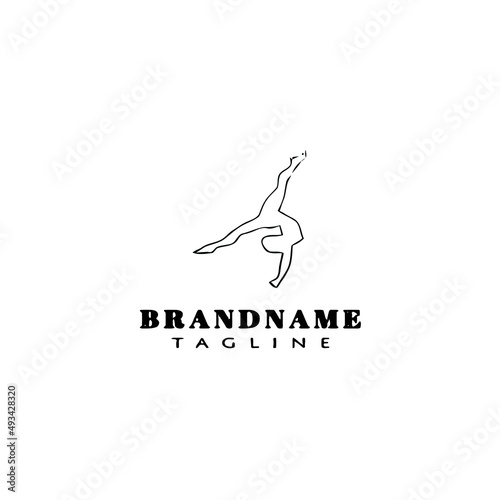 gymnastic logo cartoon icon design template black isolated vector illustration