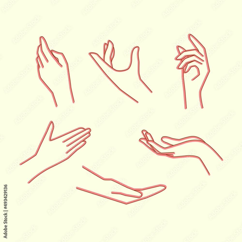illustration of women's hands with various gestures for beauty, facial health, women's care etc illustration of women's hands with various gestures for beauty, facial health, women's care etc