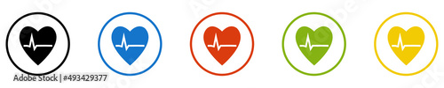 Bunter Banner mit 5 farbigen Icons: Herz Gesundheit photo