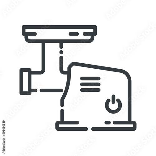 meat grinder vector line icon isolated on white transparent background