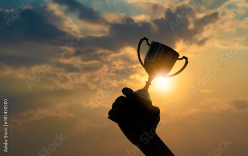 winner trophy on sky background