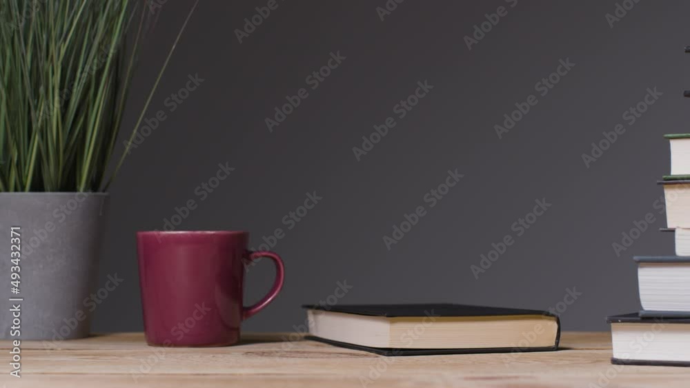Tracking Shot of Books and Mug 02 Tracking Shot of Books and Mug 02