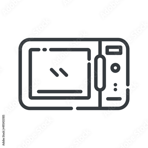 microwave oven vector line icon isolated on white transparent background