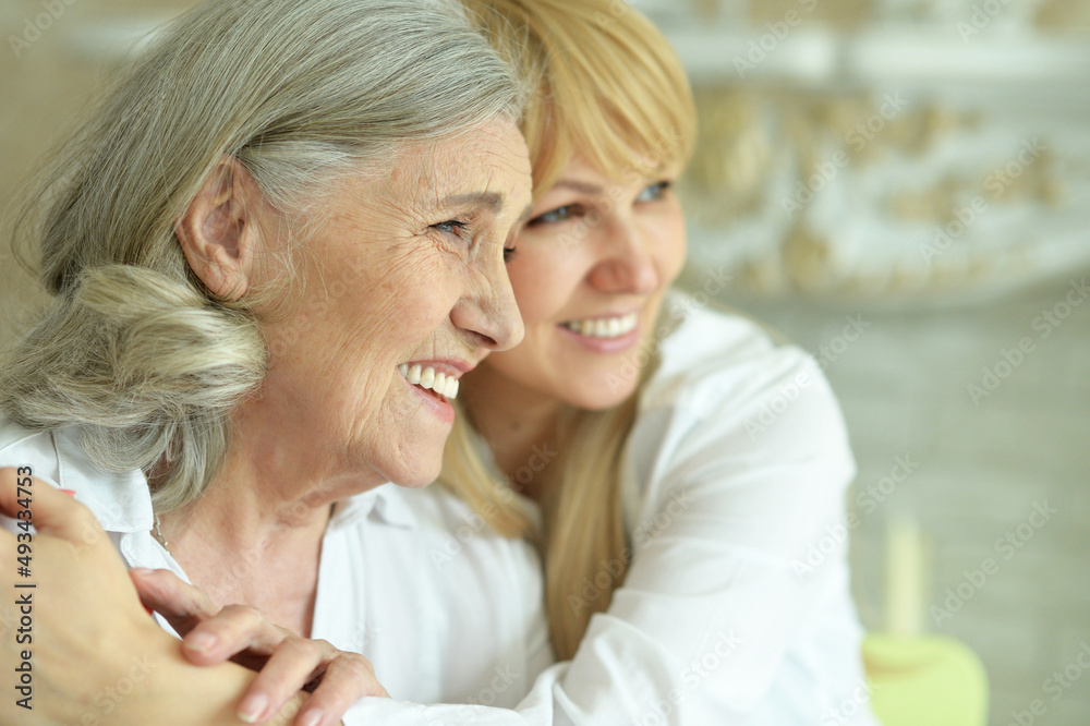 Portrait of Senior woman with daughter at home Portrait of Senior woman with daughter at home