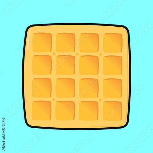 Cute funny waffles. Vector hand drawn cartoon kawaii character illustration icon. Isolated on blue background. Waffles character concept