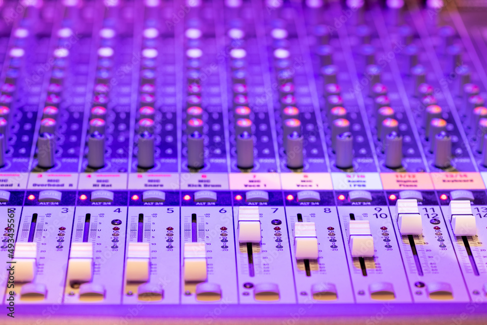 Glowing sound mixer with switches Glowing sound mixer with switches