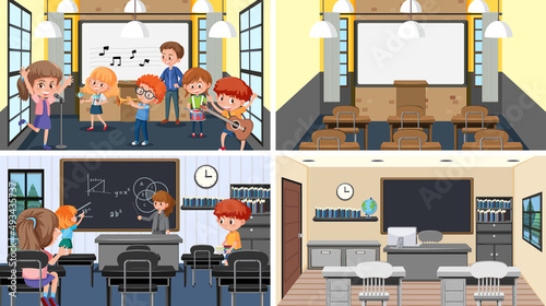 Set of student in the classroom scene