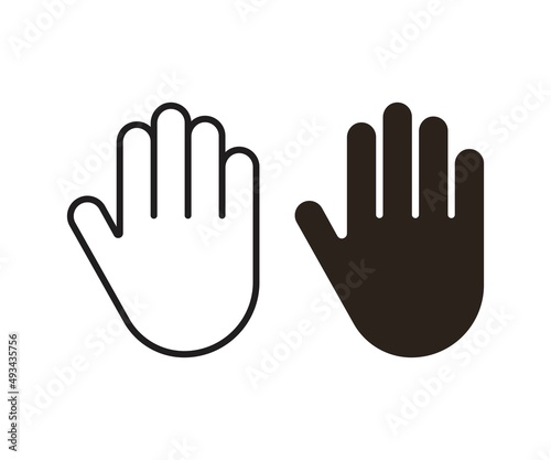 Hand icon. Vector stop symbol. Palm outline. Sign silhouette outline hand 