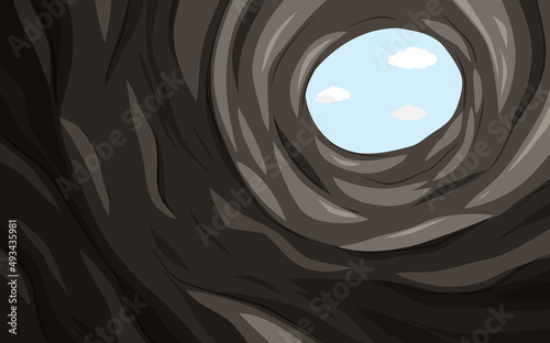 Underground hole cave scene