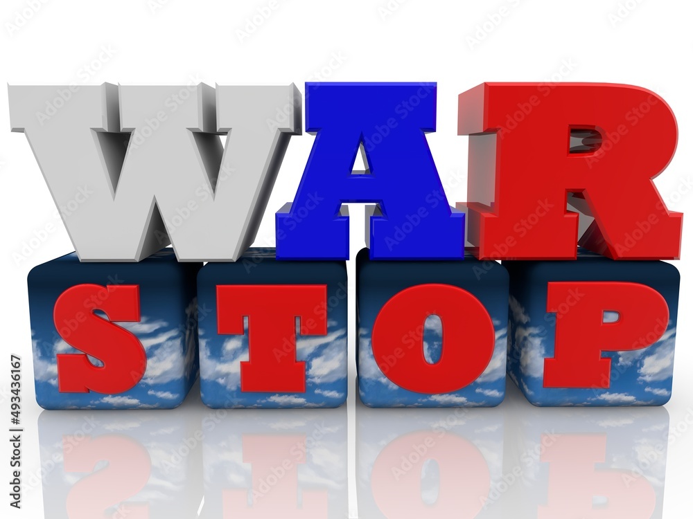 WAR STOP concept in the national colors of the sky and Russia WAR STOP concept in the national colors of the sky and Russia