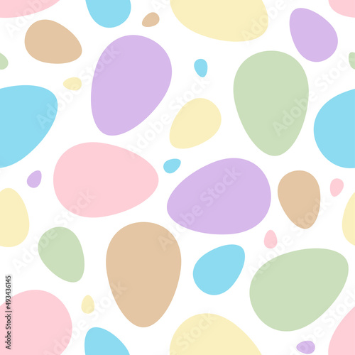 Seamless Easter pattern with pastel colorful eggs, background.