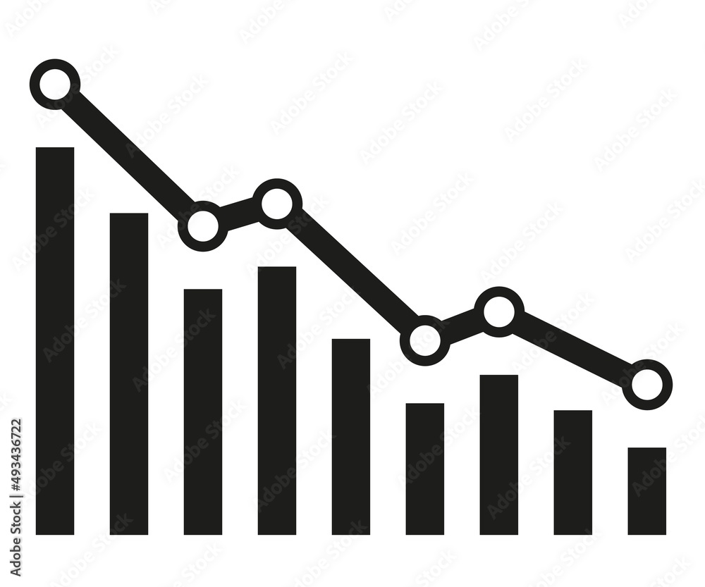 Graph with decrease report. Diagram with recession and bankruptcy progress. Business and finance vector Graph with decrease report. Diagram with recession and bankruptcy progress. Business and finance vector