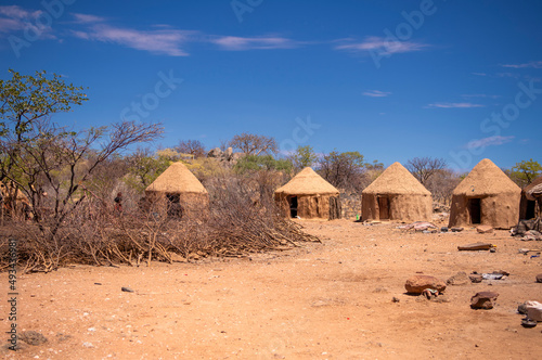 Slika na platnu Huts in a museum village of the Himba, Namibia