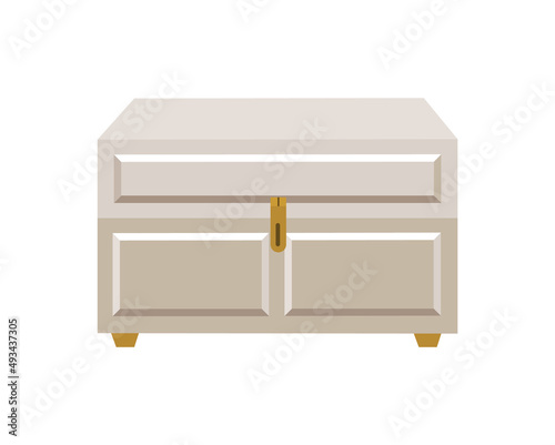Chest box. Ancient treasure box or unusual closed container. Vector cartoon icon coffer isolated on white background