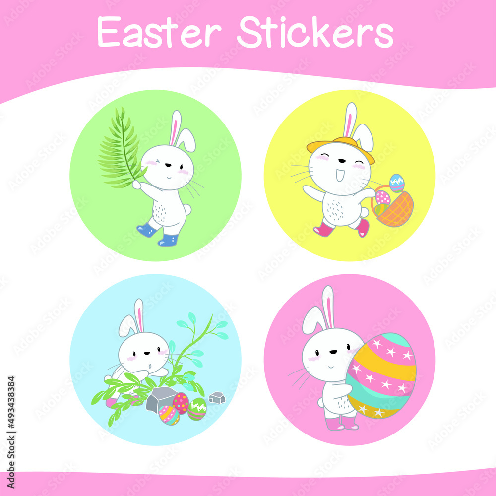 Cute Easter sticker images. Easter sticker collections. Stickers for preschool. Colourful printable sticker. Vector illustration. Cute Easter sticker images. Easter sticker collections. Stickers for preschool. Colourful printable sticker. Vector illustration.