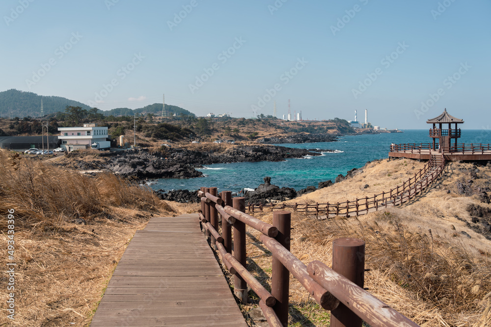 Dakmeor coastal road, Jeju Olle Trail route 18 in Jeju island, Korea