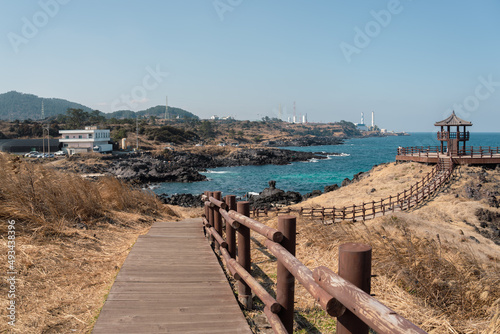 Dakmeor coastal road, Jeju Olle Trail route 18 in Jeju island, Korea photo