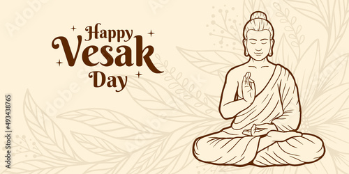 Happy vesak day hand drawn illustration