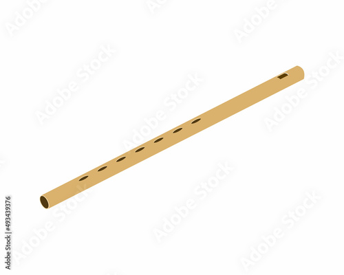 Flute, a minimalist color icon. Vector illustration in flat style.