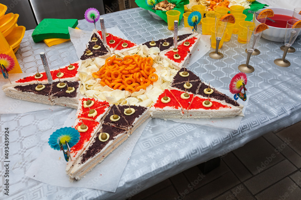 Star Shaped Sandwiches on Party Buffet Table