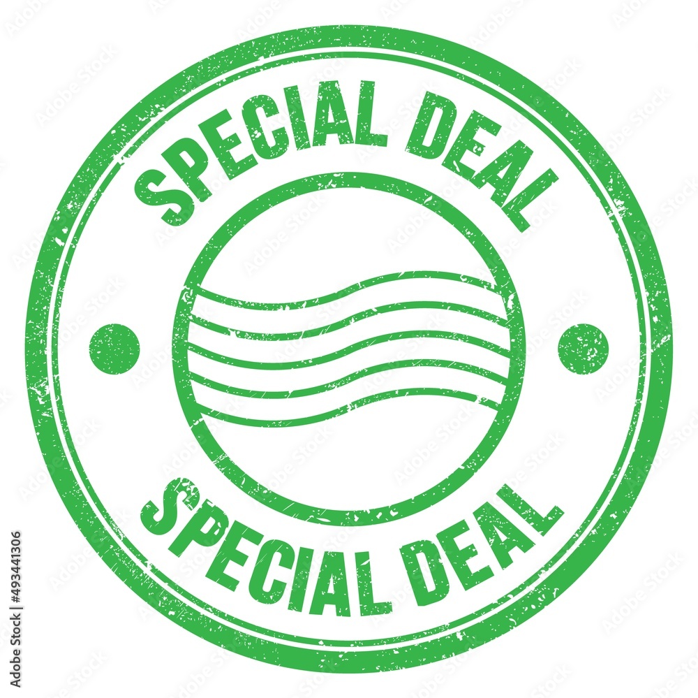 SPECIAL DEAL text written on green round postal stamp sign SPECIAL DEAL text written on green round postal stamp sign