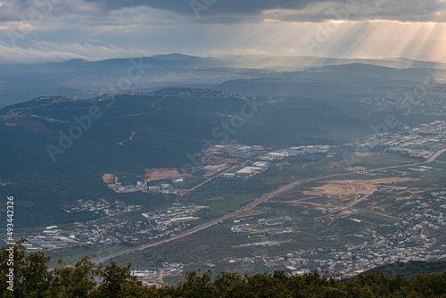 Aerial view looking  southwards from Mount Ha'ari (1,047 m ASL), located south of Druze village of Bit Jann, Upper Galilee, Northern Israel, Israel photo