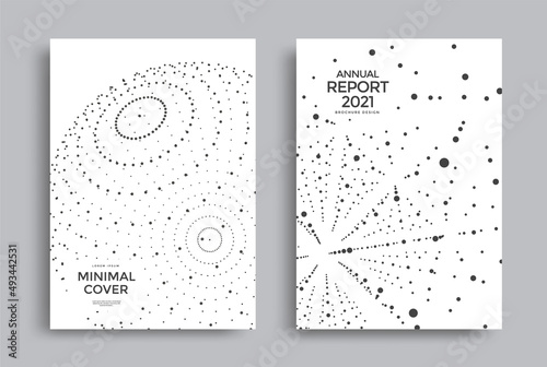 Abstract Cover design annual report. Vector flyers with dots shapes. Minimal background