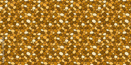 stones vector background. Pebble seamless pattern. cobblestone rubble template wallpaper for interior designs, landscape, game, wall textures. Brown color, different size poligonal repeated backdrop
