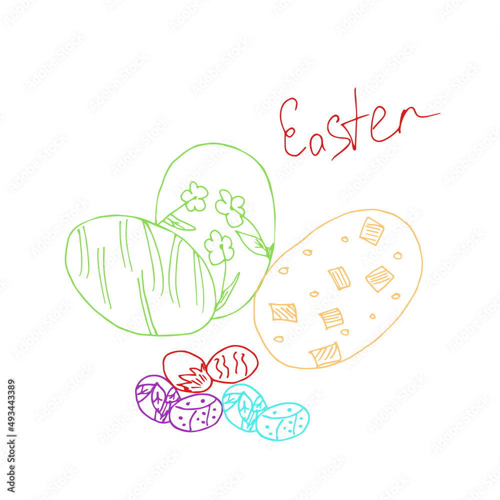 Easter eggs hand drawn vector set illustration in the style of a doodle on a white background. Template of a postcard, leaflet, invitation Easter eggs hand drawn vector set illustration in the style of a doodle on a white background. Template of a postcard, leaflet, invitation