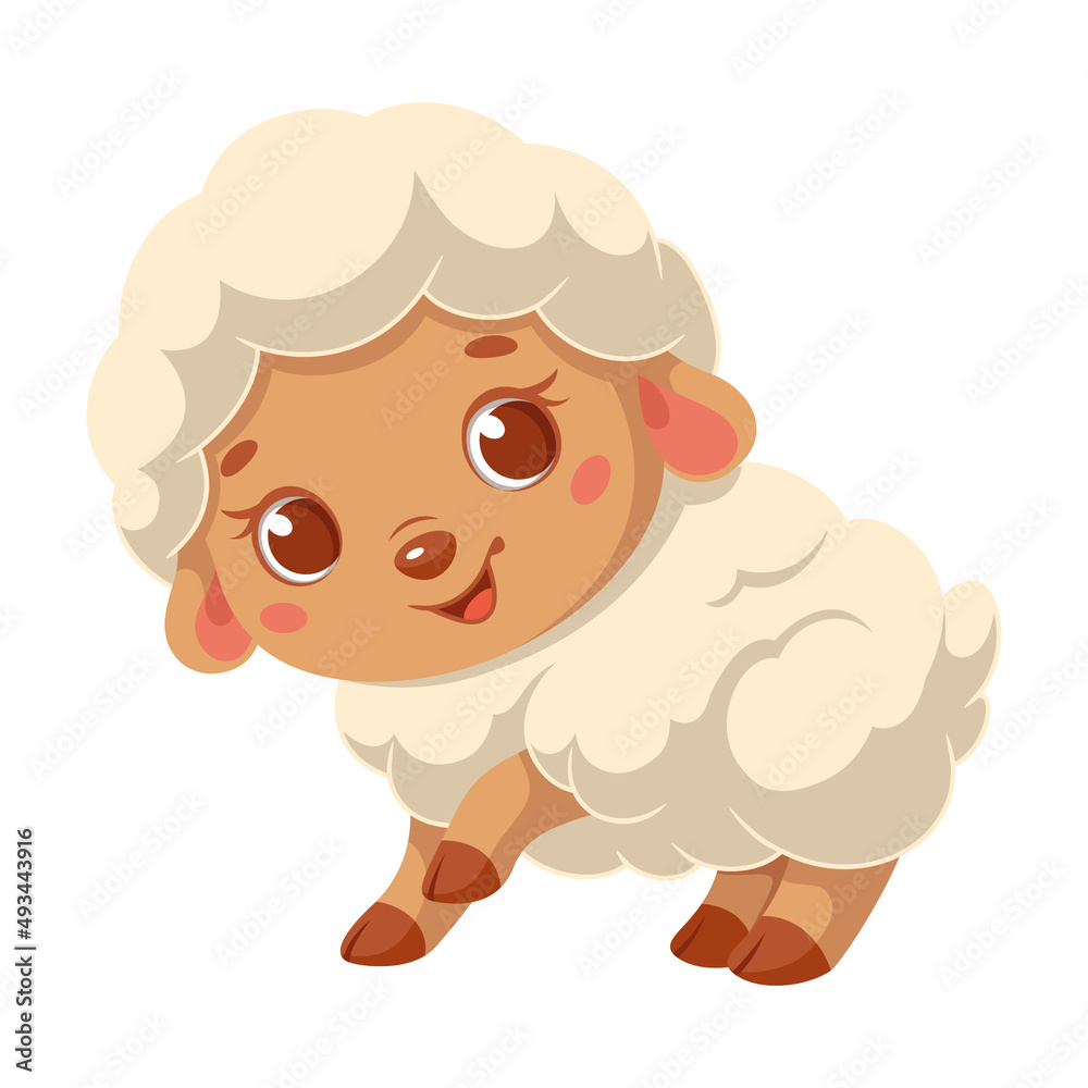 Little sheep cartoon vector illustration