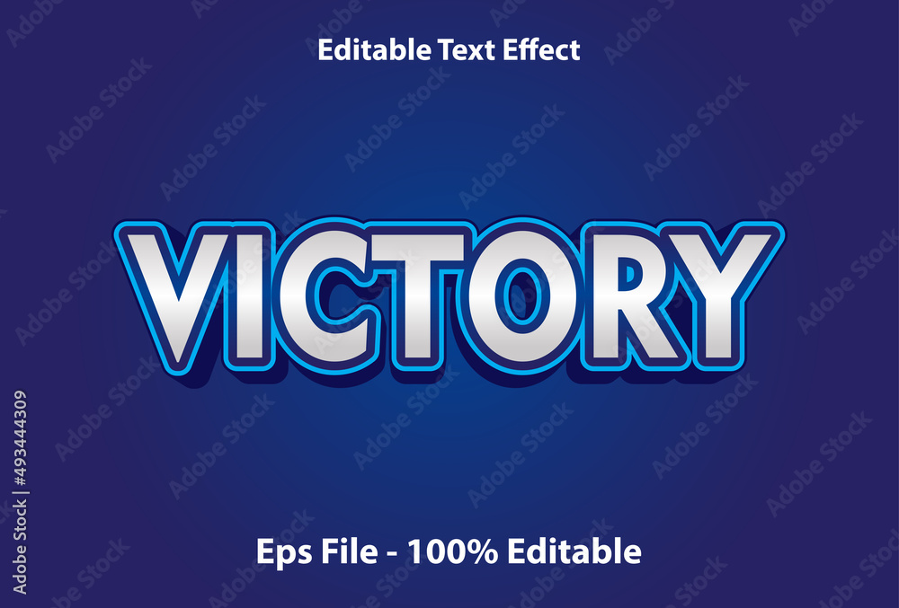 victory text effect editable in blue.