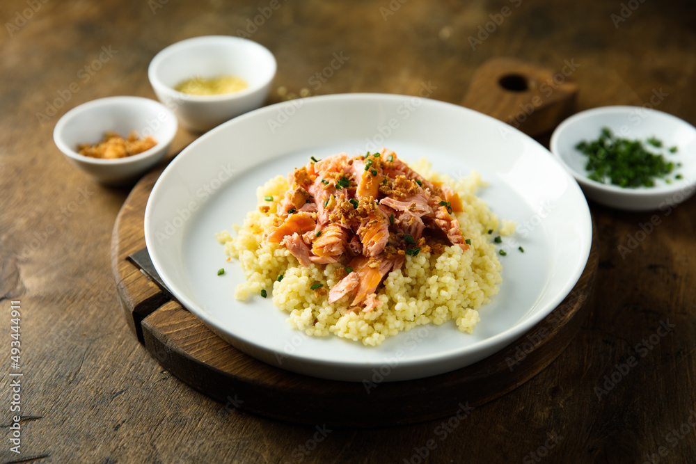 Couscous with hot smoked salmon Couscous with hot smoked salmon