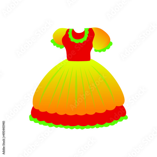 Beautiful woman's gown or dress vector. Long lilac ball gown or frock. Princess costume.