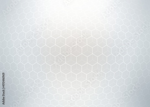 Light convex surface of double hexagonal lattice abstract pattern. White translucent geometric background 3d render.