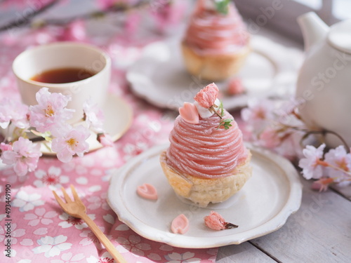 春スイーツ 桜モンブランでティータイム
