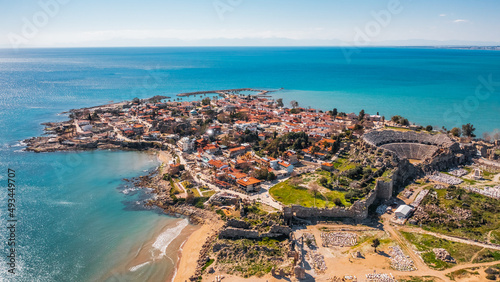 Fototapeta Naklejka Na Ścianę i Meble -  Aerial view of Side. It is small resort town in Turkey