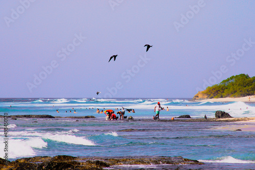 kite surfing on the beach