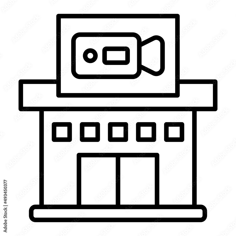 Film Studio Vector Outline Icon Isolated On White Background Film Studio Vector Outline Icon Isolated On White Background